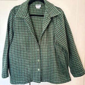 BonWorth Green Houndstooth Button-Front Blazer